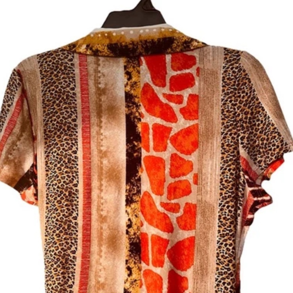 Glamour Egypt Dress Size 14 Tan Orange Brown Animal Print with Ring Detail - Picture 4 of 7